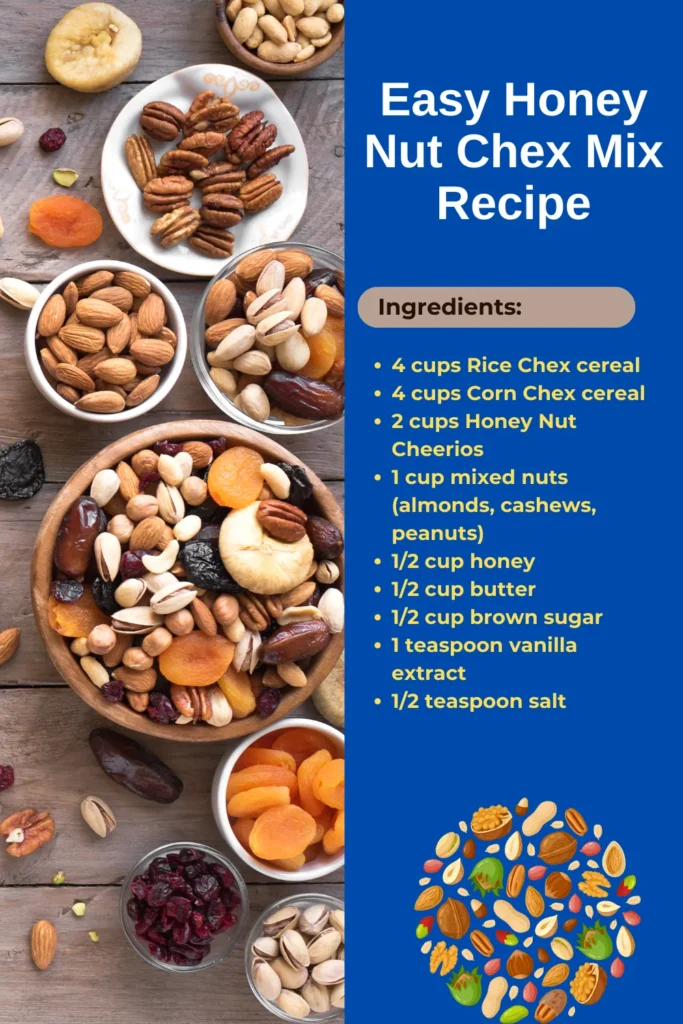 Ingredients for Easy Honey Nut Chex Mix Recipe