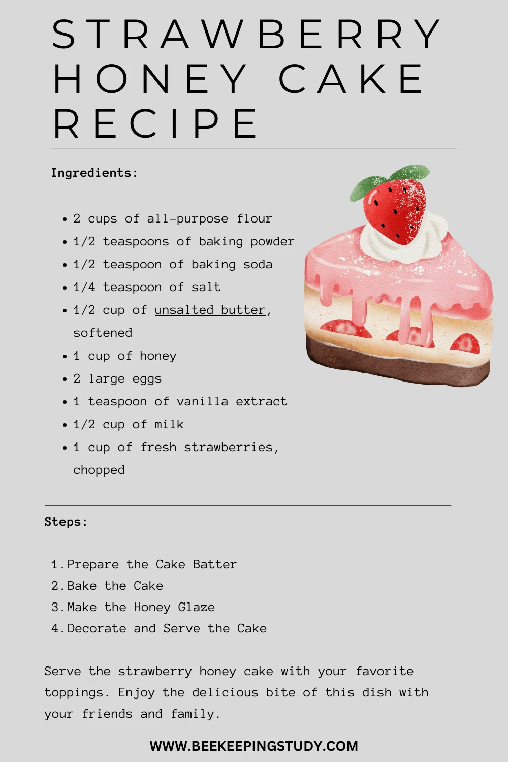 Strawberry honey cake recipe Step By Step