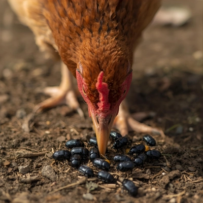 Chicken eating SHB