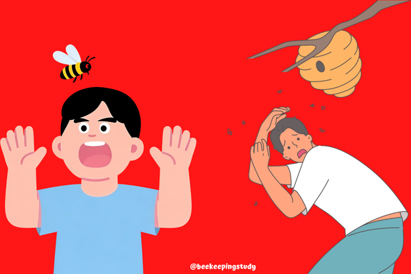 A Kid and an Adult Showing Phobia of Bees