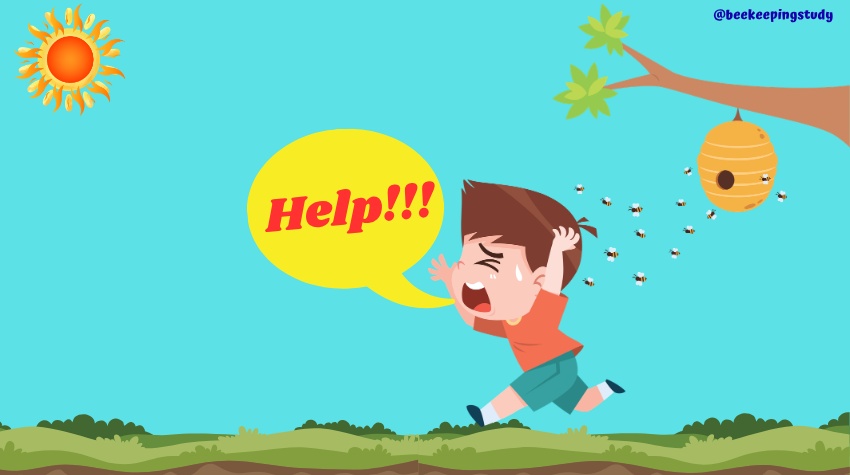 A kid Running by Phobia of Bees
