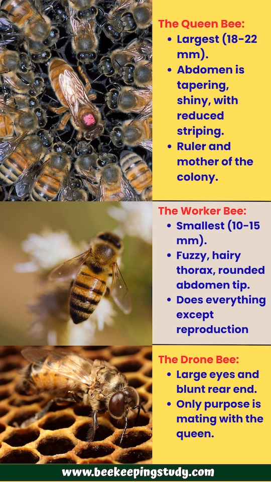 Queen Bee vs Worker Bee vs Drone Bee